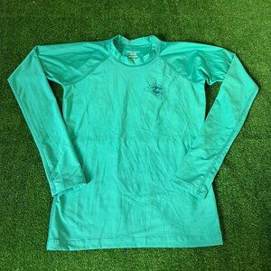 Billabong Kids Raglan Long Sleeve Logo Green Rash guard Sun guard Shirt Size M
